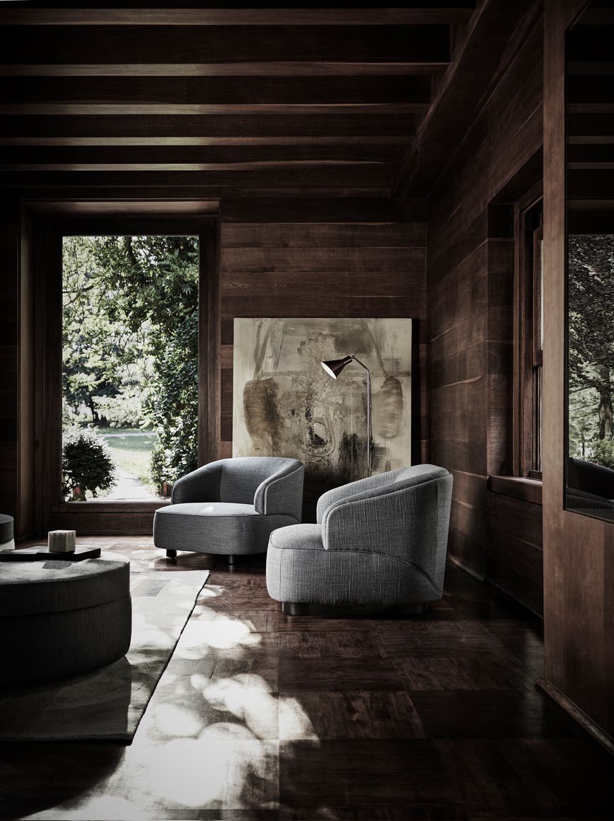 Velour armchair-lago leather outside. Rubelli Casa