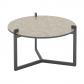 Nodo coffee table medium - Glass & textile top/black nickel base